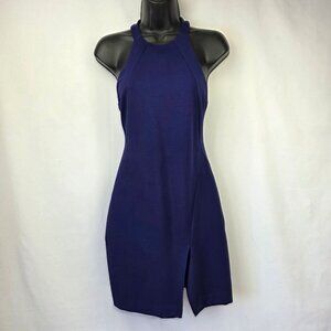 Halston Heritage Blue-Purple Halter Back Cutout Sheath Dress Size 0